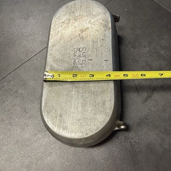 Vtg Super Maid Folding Hinged Cast Aluminum Cornbread Fish Pan Missing Handles - Picture 6 of 6
